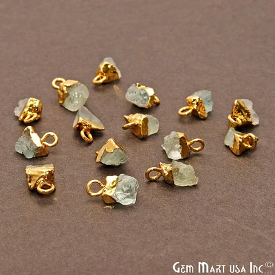 Rough Gemstone Pendant, Birthstone Raw Pendant, Gold Electroplated Connector Charms, 11X6mm (Approx), 1 pc, GemMartUSA (50469)