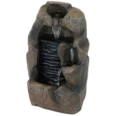 Sunnydaze Stony Rock Waterfall Resin Indoor Tabletop Water Fountain - 11 in by