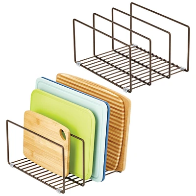 mDesign Steel Cookware Storage Organizer Rack for Kitchen - 2 Pack
