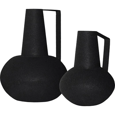 Signature Home Collection Set of 2 Matte Black Architectural Angle Vases 10"