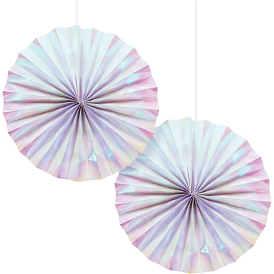 Party Central Club Pack of 24 Pink and White Hanging Party Fans 12”