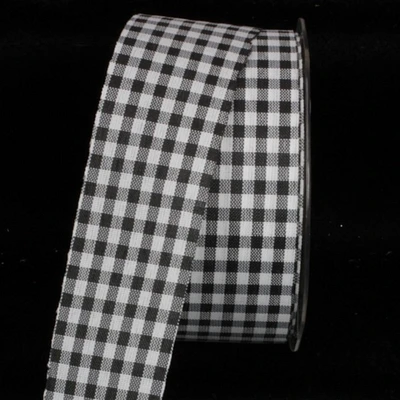 The Ribbon People Black and White Gingham Cut Edge Craft Ribbon 1.5" x 132 Yards