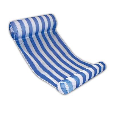Swim Central Blue and White Striped Inflatable Water Hammock Swimming Pool Lounger