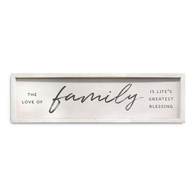 Contemporary Home Living 28" White and Black "The Love of Family is Life's Greatest Blessings" Wall Art