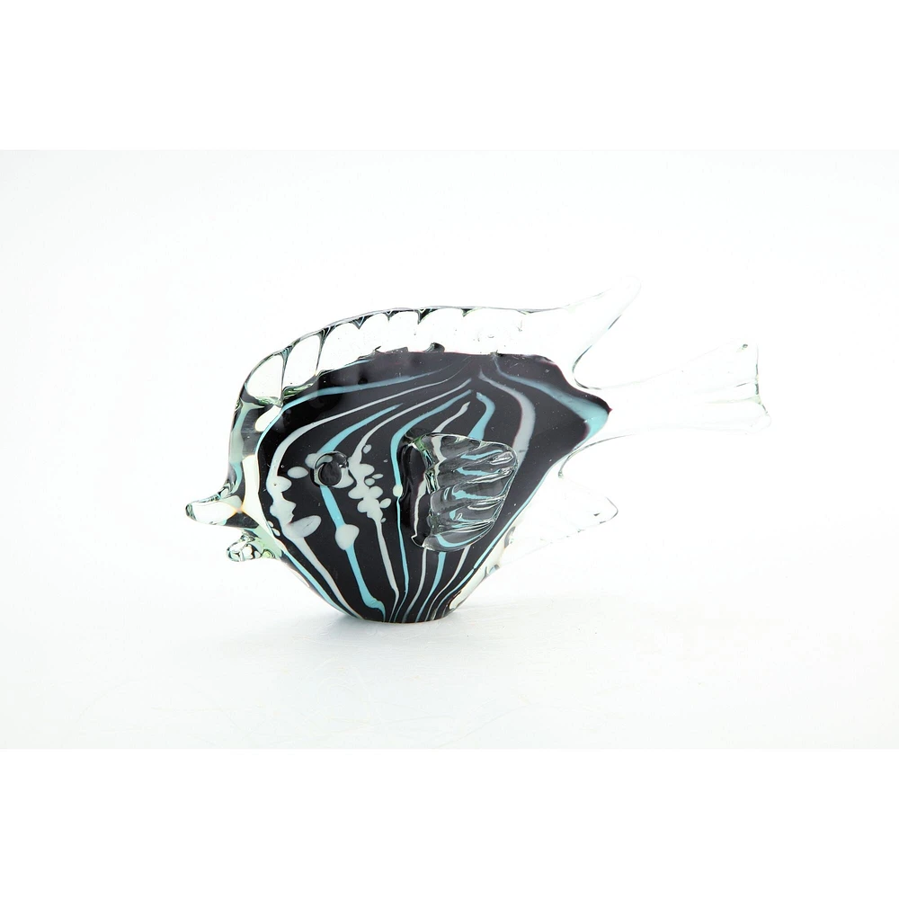 CC Home Furnishings 10.5" Black Hand Blown Glass Fish Figurine