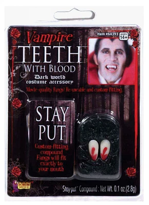 The Costume Center White Fangs Vampire with Blood Unisex Adult Halloween Costume Accessory