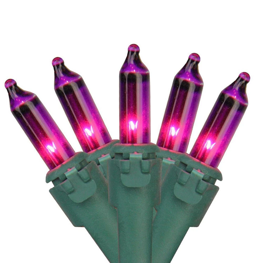 Brite Star 150 Pinkish Purple Chasing 8 Function Mini Christmas Lights - 31.25 ft Green Wire