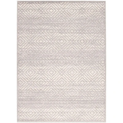 Chaudhary Living 7.75' x 10' Cream and Silver Geometric Pattern Rectangular Area Throw Rug