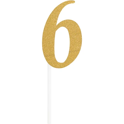 Party Central Club Pack of 12 Gold '6' Party Cake Dessert Toppers 7”
