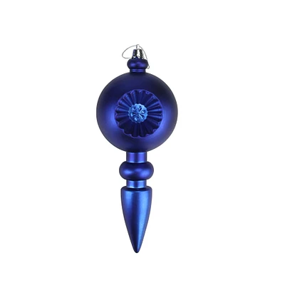 DAK 4ct Matte Royal Blue Retro Reflector Shatterproof Christmas Finial Ornaments 7.5"