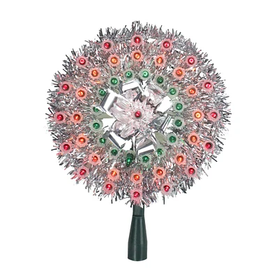 Northlight 8" Pre-Lit Silver Starburst Christmas Tree Topper - Multicolor Lights