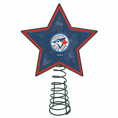The Memory Company 10" Lighted Blue and Red Mosaic Style Star MLB Toronto Blue Jays Christmas Tree Topper