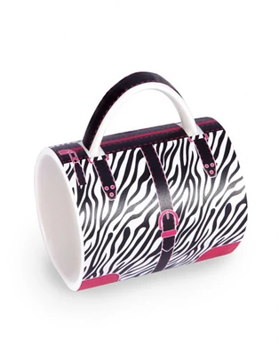 Wild Eye 5" Fashion Avenue Chic Black, White and Pink Zebra Print Ceramic Handbag Mug
