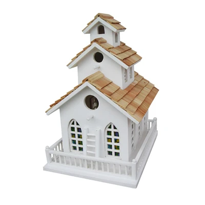 CC Home Furnishings Fully Functional Traditional Church Inspired 3-Story Birdhouse