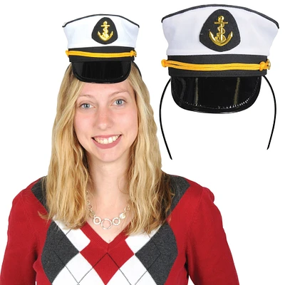 Party Central Club Pack of 12 Black and White Yacht Captains Cap Halloween Headband Costume Accessories 22"