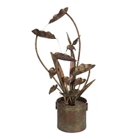 Diva At Home 39" Brown Flower and Hummingbird Outdoor Garden Fountain