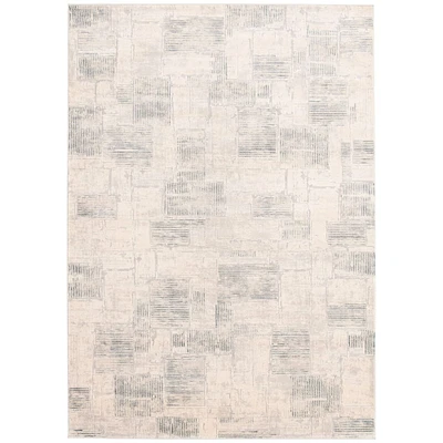 Chaudhary Living 5.25' x 7.25' Gray and Cream Abstract Geometric Rectangular Area Throw Rug