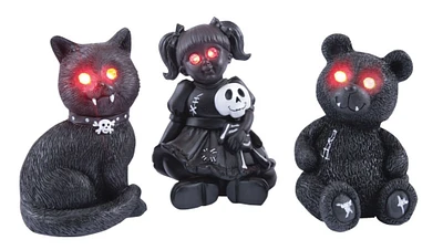 The Costume Center 6.5" Black and White LED Lighted Kitty Cat Halloween Figurine