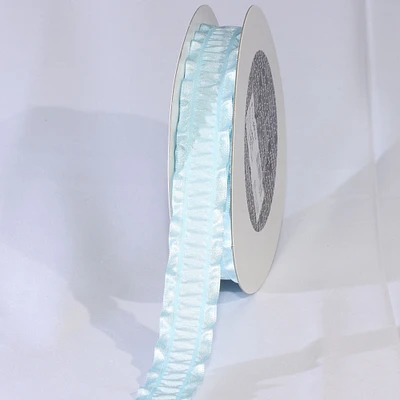 The Ribbon People Baby Blue Woven Edge Ruffles Craft Ribbon 1" x 60 Yards