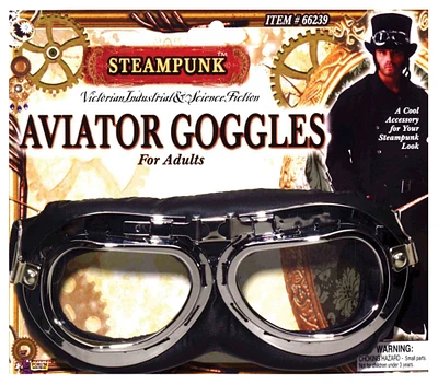 The Costume Center Black Steampunk Aviator Men Adult Halloween Goggles Costume Accessory - One Size