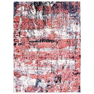 Chaudhary Living 6.5' x 9.5' Pink and Gray Abstract Rectangular Area Throw Rug