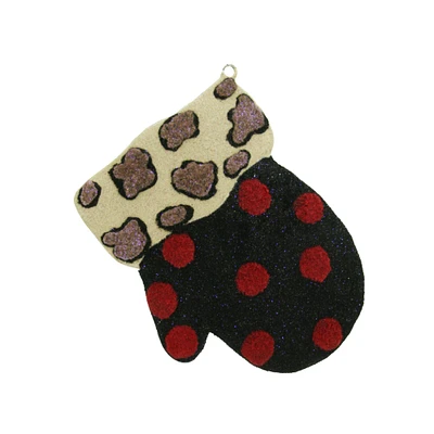 Gallerie II 4" Eclectic Leopard Print and Polka Dot Mitten Christmas Ornament