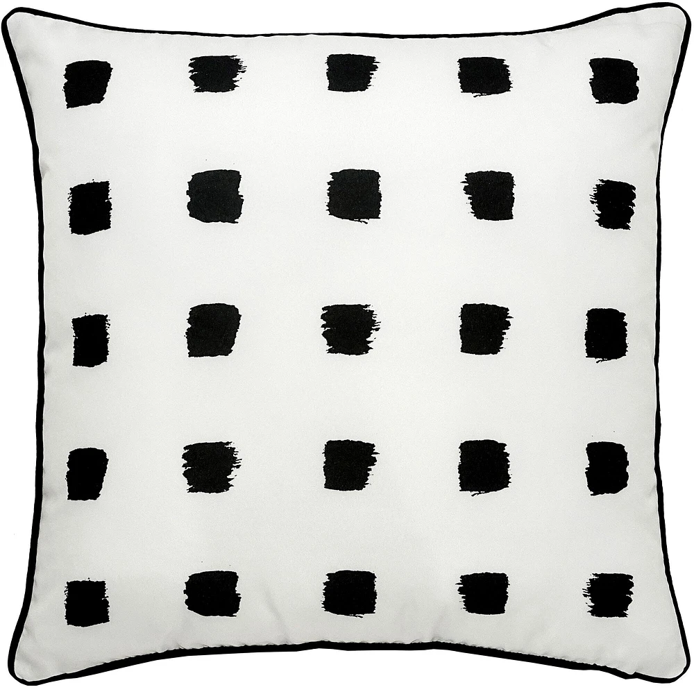 Signature Home Collection 22" Black and White Polka Dotted Square Outdoor Patio Throw Pillow