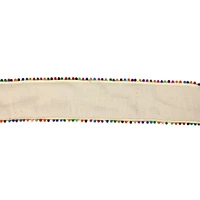 Raz Multi-Color Pom-Pom Wired Craft Ribbon 4" x 10 Yards