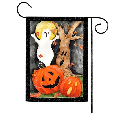 Toland Home Garden Halloween Jack-O-Lantern and Ghost Outdoor Garden Flag 18" x 12.5