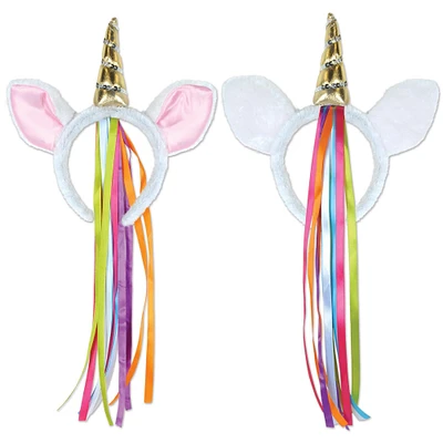 Party Central Club Pack of 12 White and Pink Party Unicorn Headband Boppers Party Decors 9"