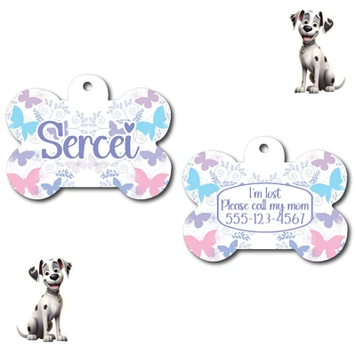 Personalized Pet ID Tag Butterfly | Two Sided Tag Two Sided Tag