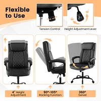 Costway Adjustable Office Desk Chair Ergonomic Executive Chair with Padded Headrest Armrest