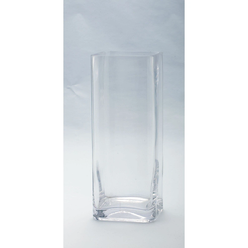 CC Home Furnishings 12" Clear Glass Square Flower Vase