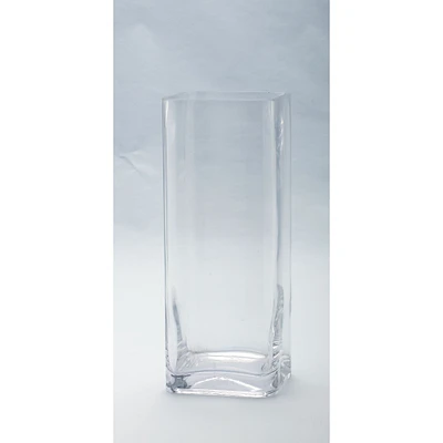 CC Home Furnishings 12" Clear Glass Square Flower Vase