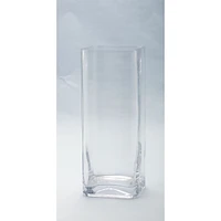 CC Home Furnishings 12" Clear Glass Square Flower Vase