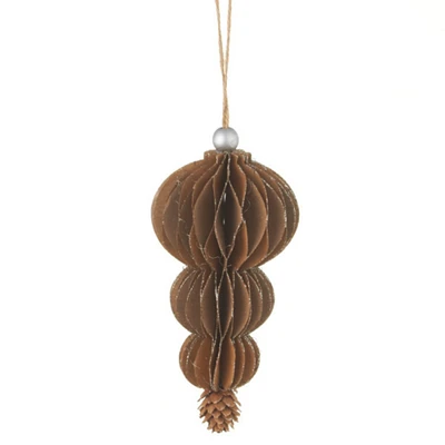 Midwest 6.5" Brown Glittered Drop with Pine Cone Pendant Christmas Ornament