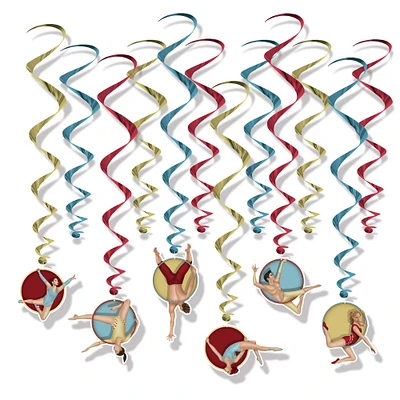 Party Central Club Pack of 12 Vibrantly Colored Vintage Circus Whirls Hanging Decors 32"