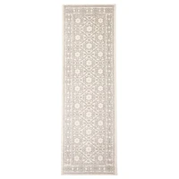 Chaudhary Living 2.5' x 8' Gray Bordered Damask Rectangular Rug Runner