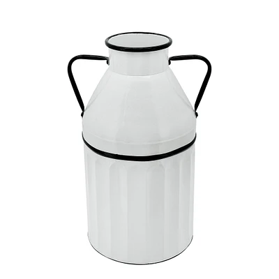 Kingston Living 18" White and Black Milk Bucket Shaped Vase