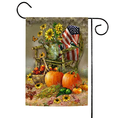 Toland Home Garden Orange and Red Autumn Chair American Outdoor Garden Flag 18" x 12.5"