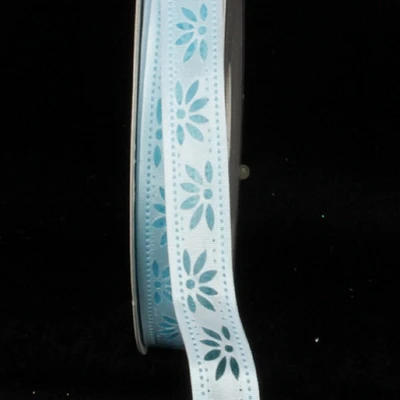 The Ribbon People Embossed Flower Petal Printed Wired Craft Ribbon 0.5" x 80 Yards