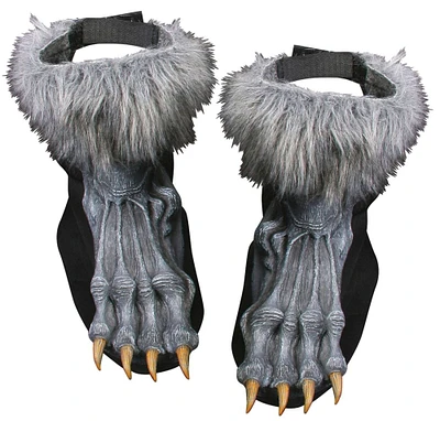 The Costume Center Gray and Black Werewolf Men Adult Halloween Shoe Covers Costume Accessory - One Size