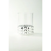 CC Home Furnishings 8" Silver Pyramid Pattern Cylindrical Clear Glass Vase