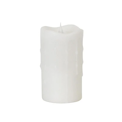 Melrose 5.25" Pre-Lit White Battery Operated Flameless LED Pillar Candle