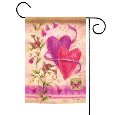 Toland Home Garden Pink and Beige Love Birds Outdoor Garden Flag 18" x 12.5"