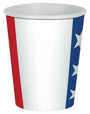 The Costume Center Pack of 8 Blue and White Patriotic Disposable Cups 9 oz.