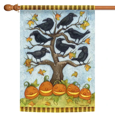 Toland Home Garden Crows and Jacks Black and Orange Rectangular House Flag 28" x 40"