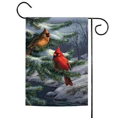 Toland Home Garden Red and Brown Two Cardinals Christmas Outdoor Garden Flag 18" x 12.5"