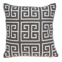 Nassau Collection 20" Gray and White Greek Key Throw Pillow