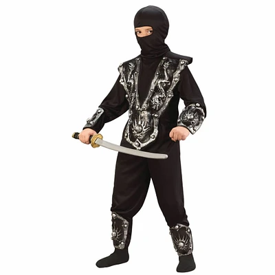 Fun World Boys Black and Silver Ninja Warrior Halloween costume - Medium